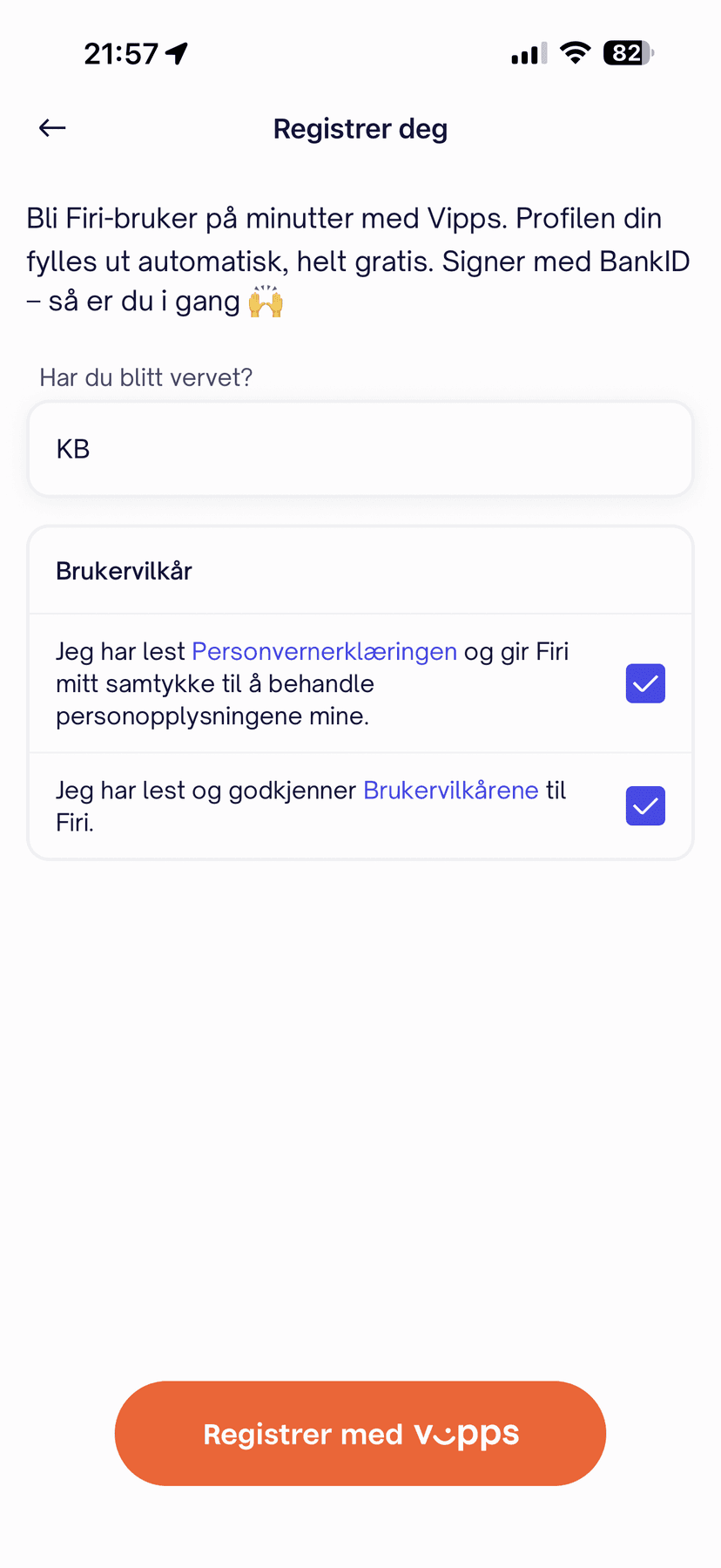 Firi registrering – opprett konto med Vipps og BankID