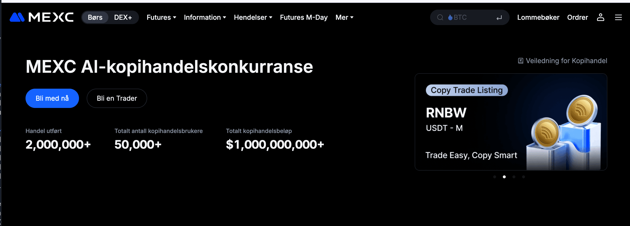 MEXC AI Copy Trading — Trader Match med AI-anbefalinger og over 50 000 brukere